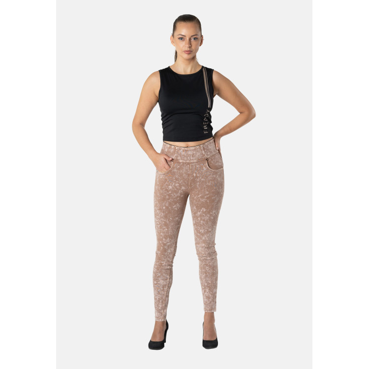 Freddy N.O.W.® Yoga Damen Comfort Jeans - High Waist Skinny - Stückgefärbt - Dunkelbeige - P80