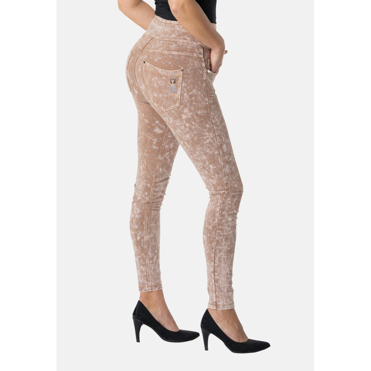 Freddy N.O.W.® Yoga Damen Comfort Jeans - High Waist Skinny - Stückgefärbt - Dunkelbeige - P80