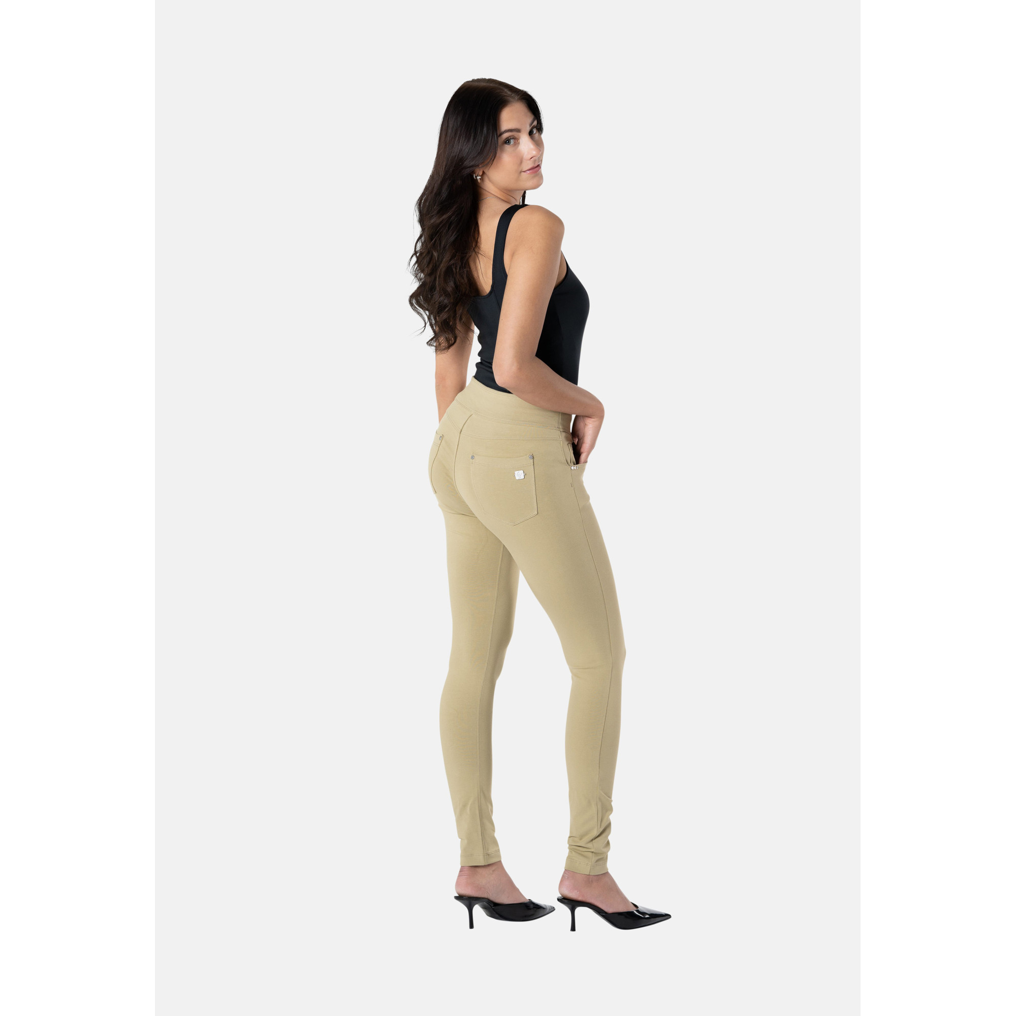 Freddy N.O.W.® Yoga Damen Comfort Hose - Mid Waist Skinny - Beige - Z109