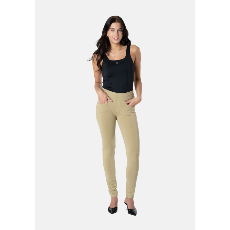 Freddy N.O.W.® Yoga Damen Comfort Hose - Mid Waist Skinny - Beige - Z109