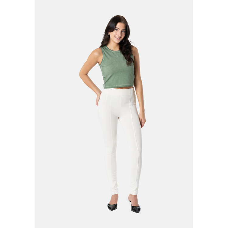 Freddy N.O.W.® Yoga Eco Damen Comfort Hose - Super High Waist Skinny - Mit Nähten auf den Beinen - Lily White