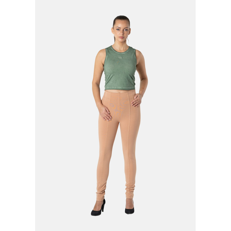 Freddy N.O.W.® Yoga Eco Damen Comfort Hose - Super High Waist Skinny - Mit Nähten auf den Beinen - Hellbraun - M44