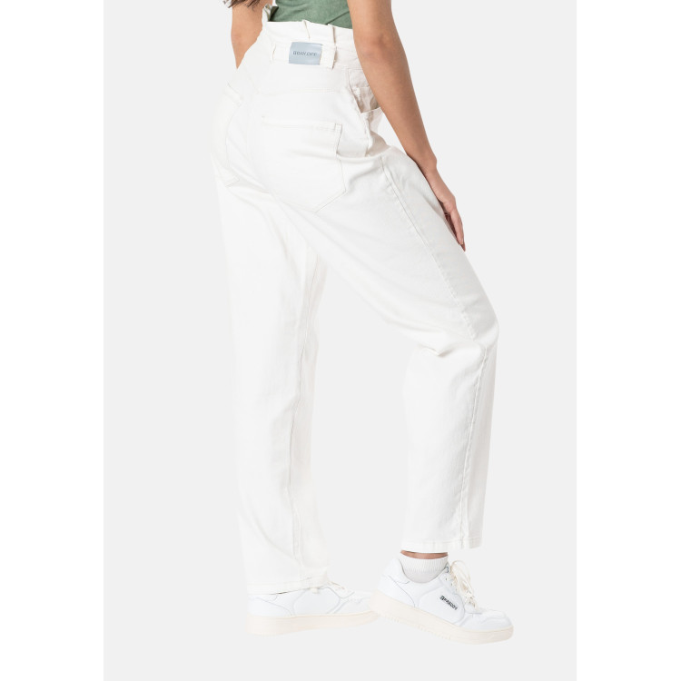 Freddy Day Off Damen Carrot Jeans - Geraffter Saum - Garment Dyed  - Direct Dyed - Beige - I38X