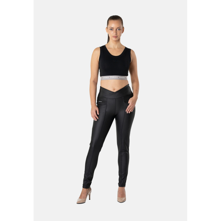 Freddy N.O.W.® Yoga Vegan Leather Damen Comfort Lederhose - High High Waist Super Skinny - Schwarz - N0