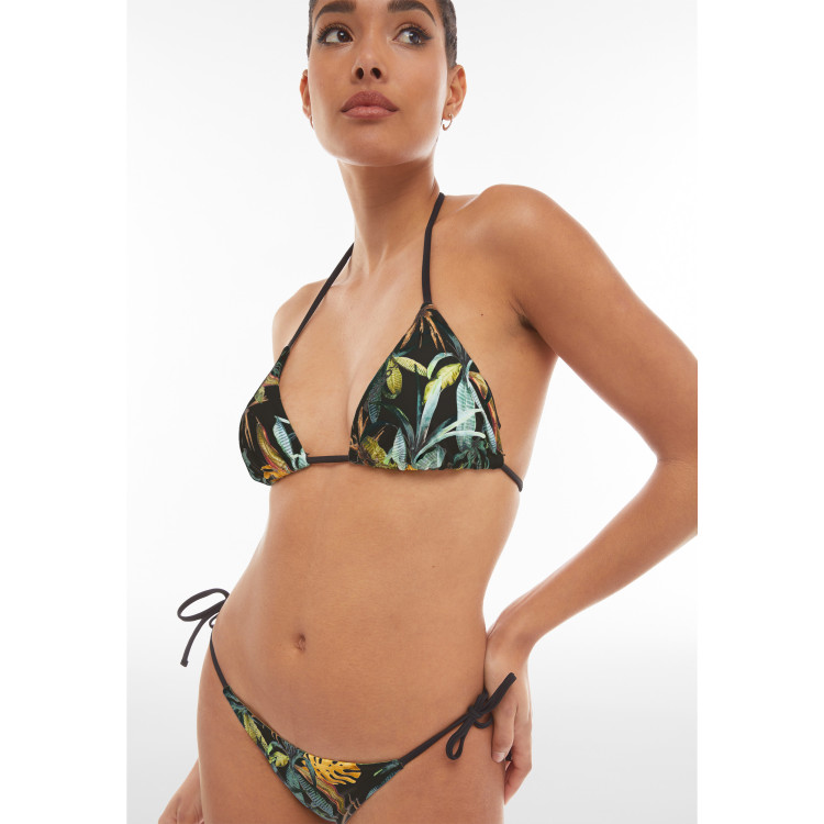 Freddy Triangel-Bikinioberteil mit tropischem Blattmuster - BLACK