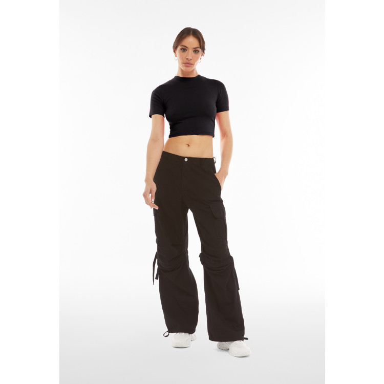 Freddy Slim-Fit Damen Crop Top - Garment-Dyed - Schwarz