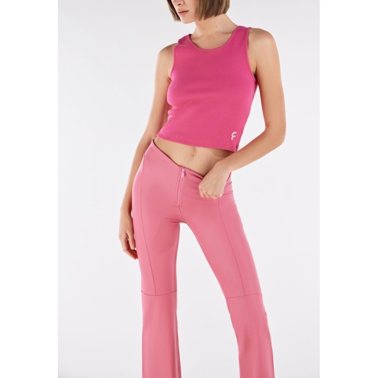 Freddy WR.UP® Vegan Leather Damen Push-Up Lederhose - High Waist Flare - V-Schnitt - Pink - P123