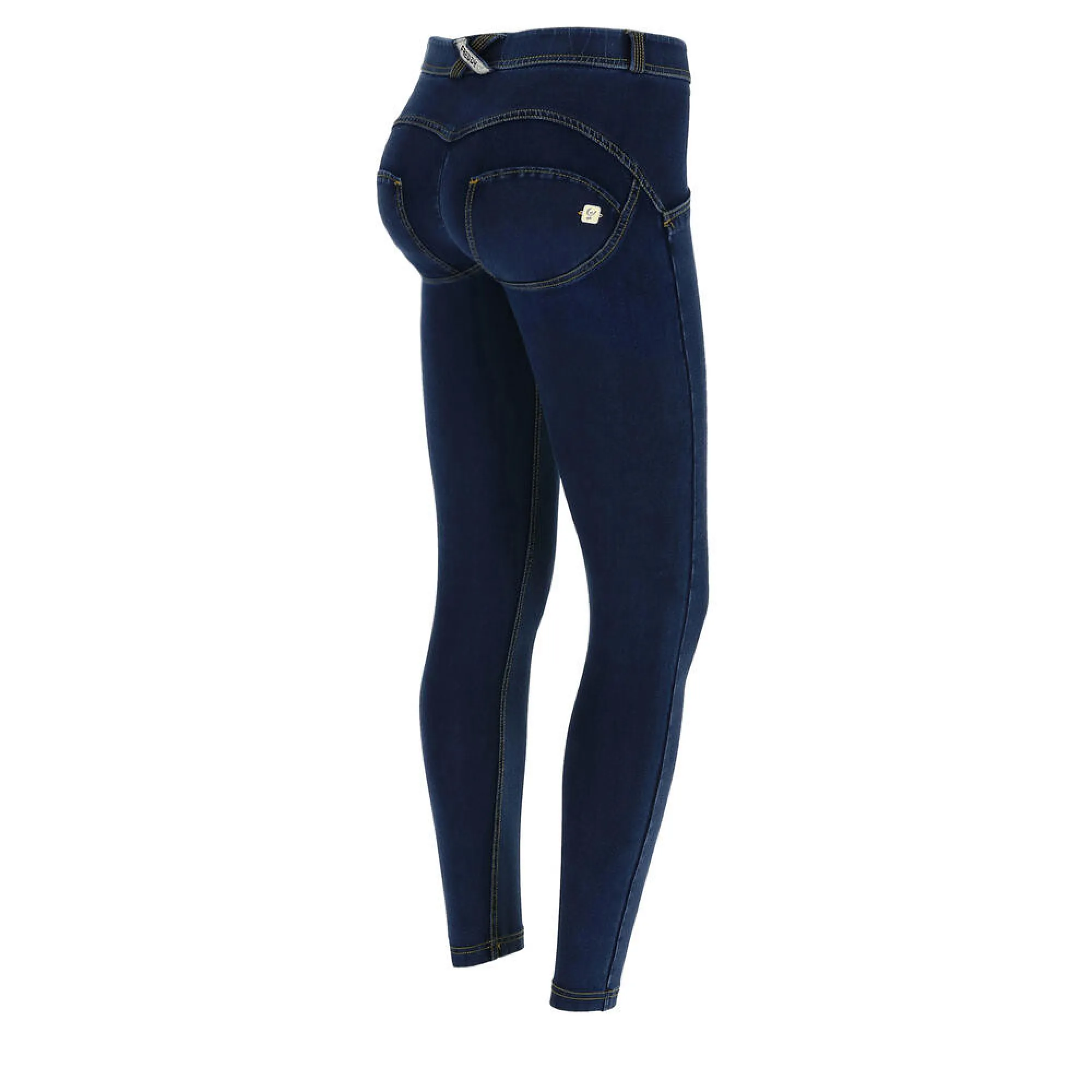 Freddy WR.UP® Damen Push-Up Jeans - 7/8 Regular Waist Super Skinny - Indigoblau - Gelbe Nähte