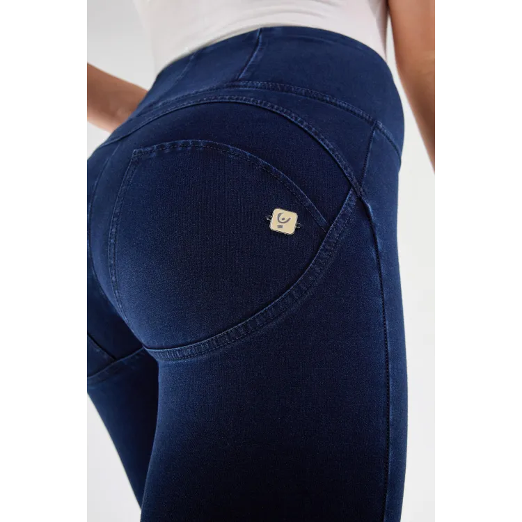 Freddy WR.UP® Damen Push-Up Jeans - 7/8 High Waist Super Skinny - Indigoblau - Blaue Nähte