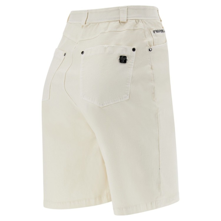 Freddy Damen Fit Jeans - Regular Waist Bermuda Shorts - Distressed Pocket - Creme - W103
