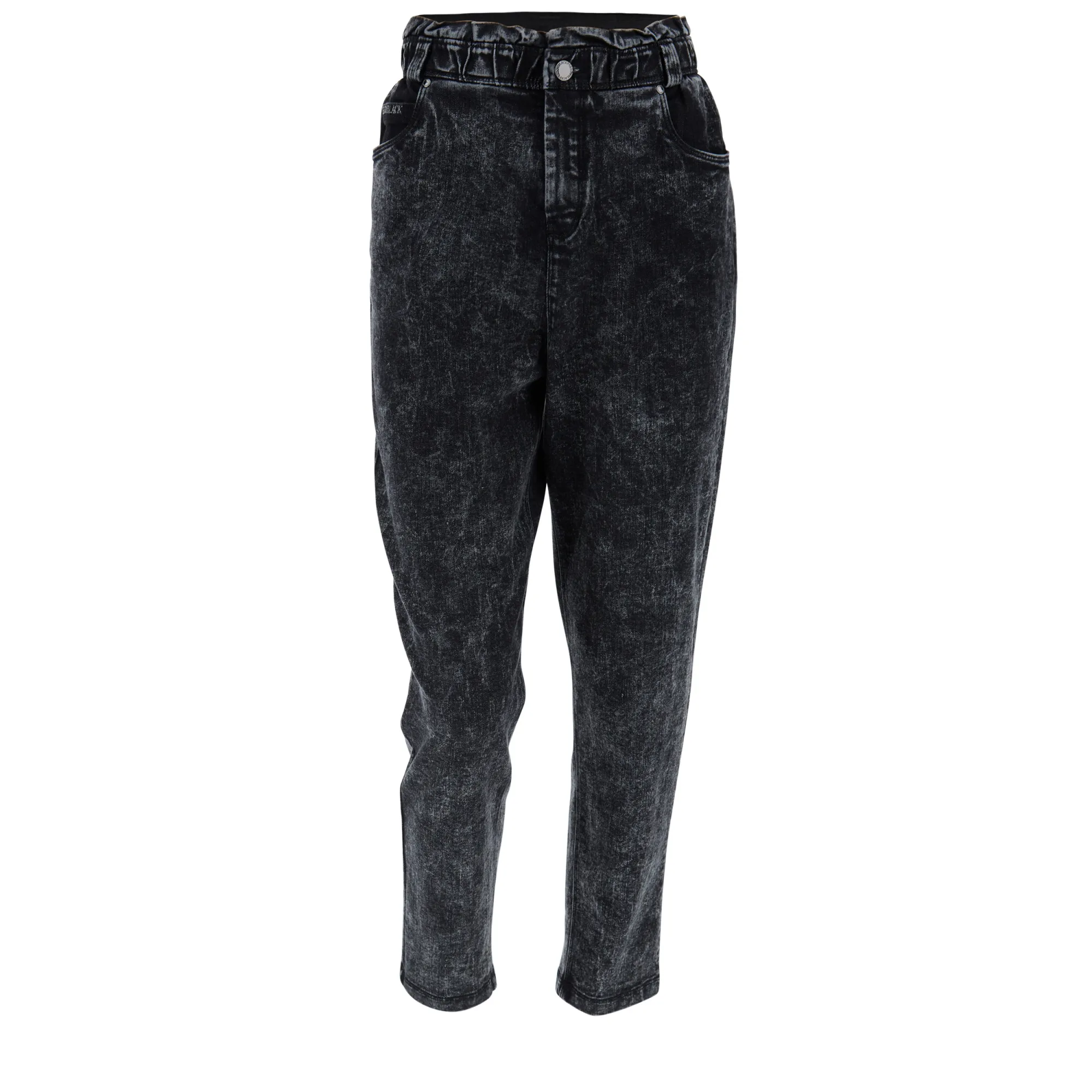 Freddy Fit Jeans - 7/8 Super High Waist Regular - Paperbag Waist - Bleached Grey Denim – Black Seam - J83N