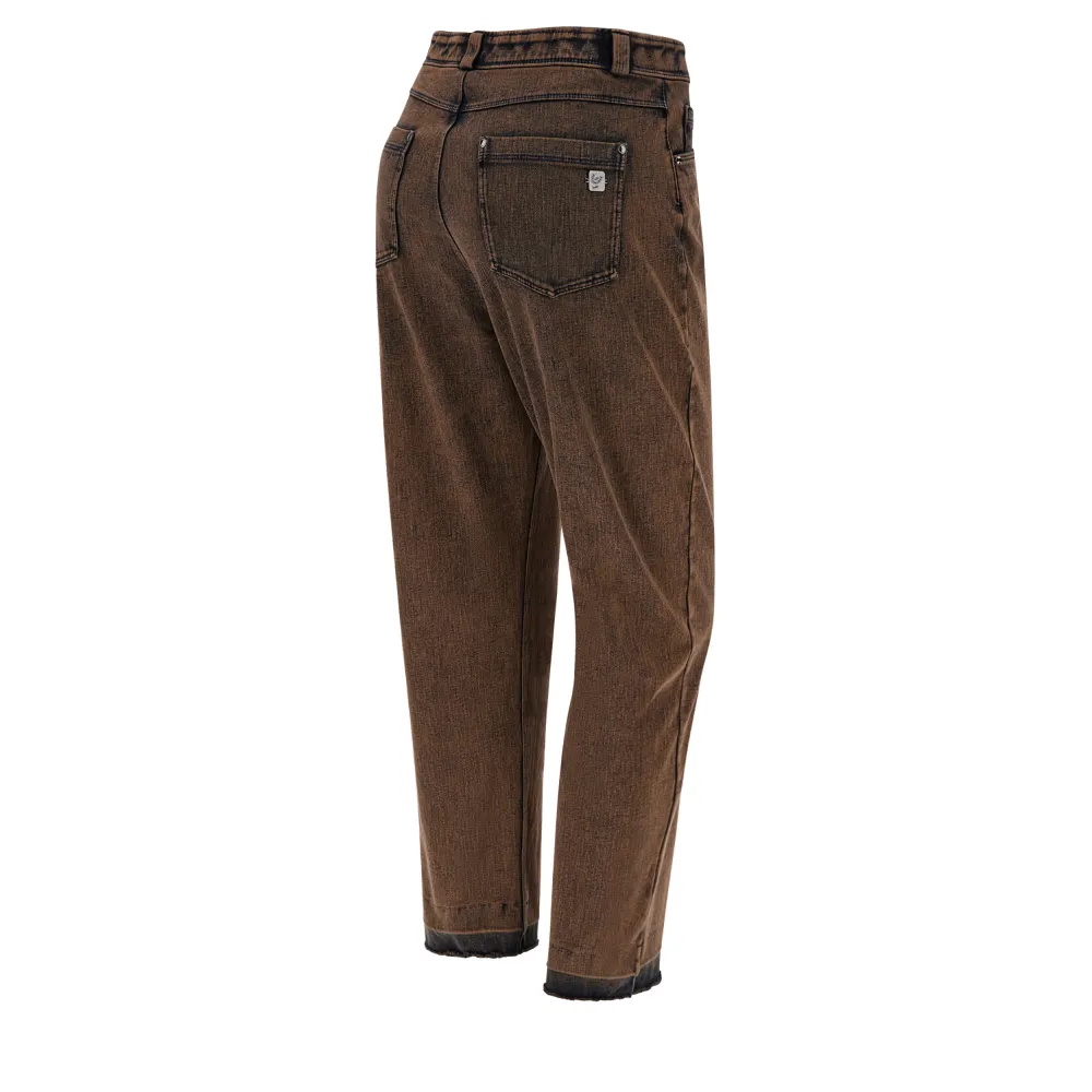 Freddy Fit Jeans - 7/8 High Waist Straight - Garment Dyed - Lunar Wash Brown Denim - J105B