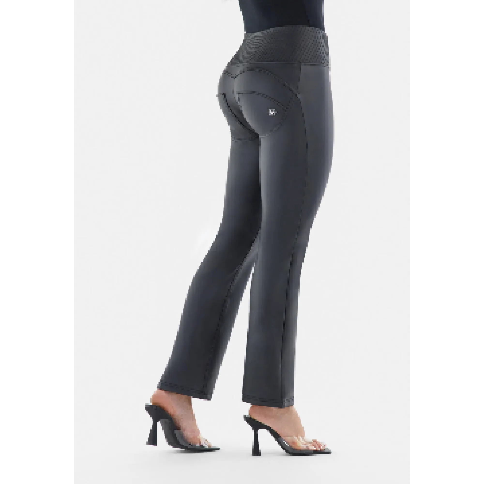 WR.UP® Eco Vegan Leather - High Waist Cropped Wide Leg - Black - N0