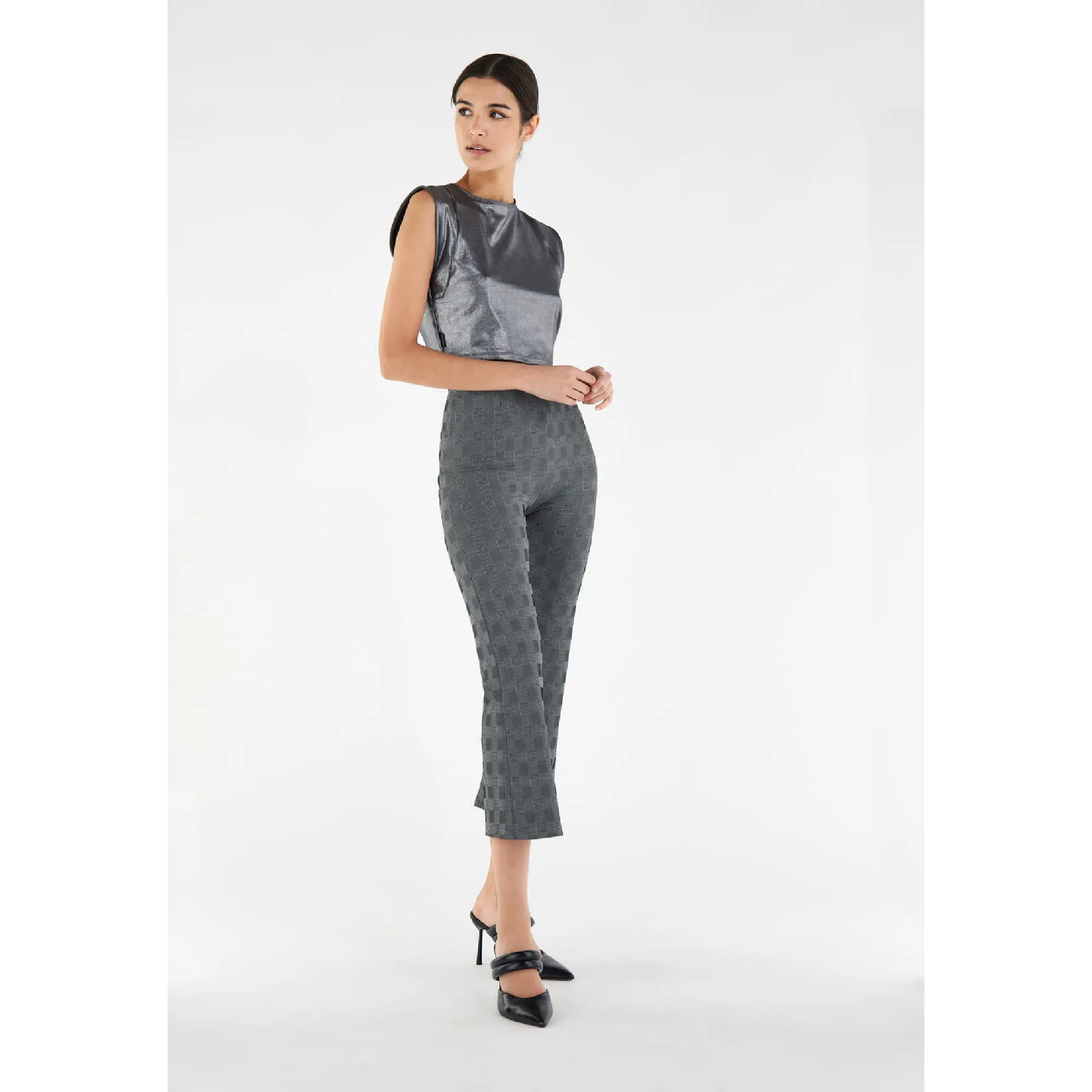 Freddy WR.UP® Eco - 7/8 High Waist Cropped Wide Leg - Prince of Galles - NW10