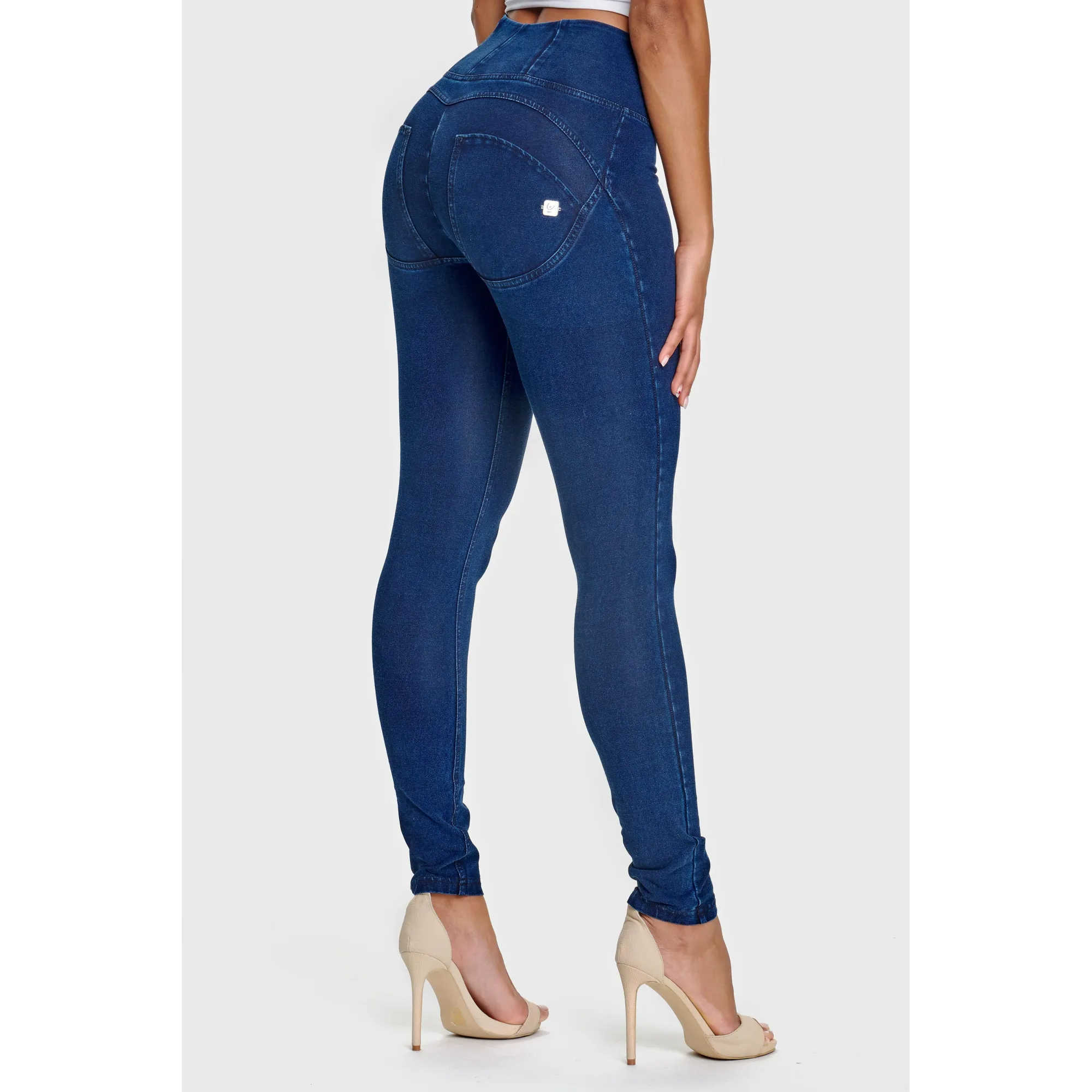 Freddy WR.UP® Damen Push-Up Jeans - High Waist Super Skinny - Indigoblau - Blaue Nähte