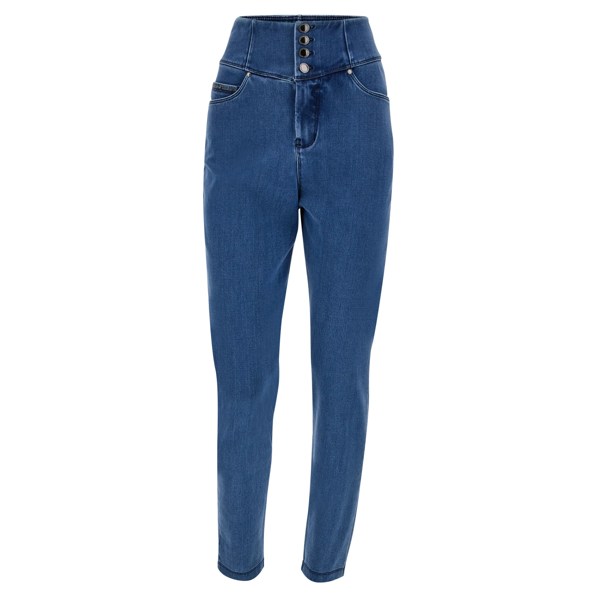 Freddy Fit Jeans - Buttoned Super High Waist Skinny - Clear Denim – Blue Seam - J4B