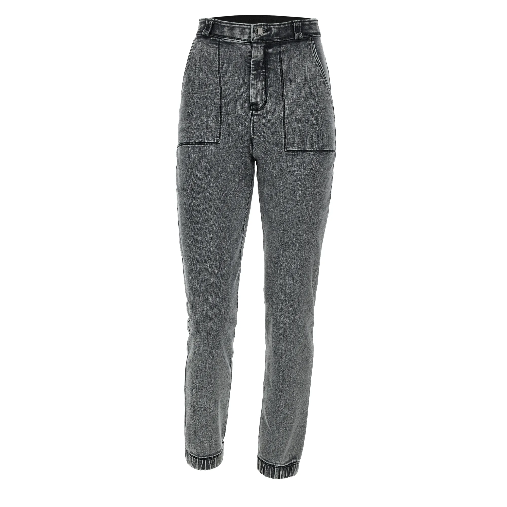 Freddy Fit Jeans - 7/8 High Waist Straight - Washed Grey - Black Seam - J3N