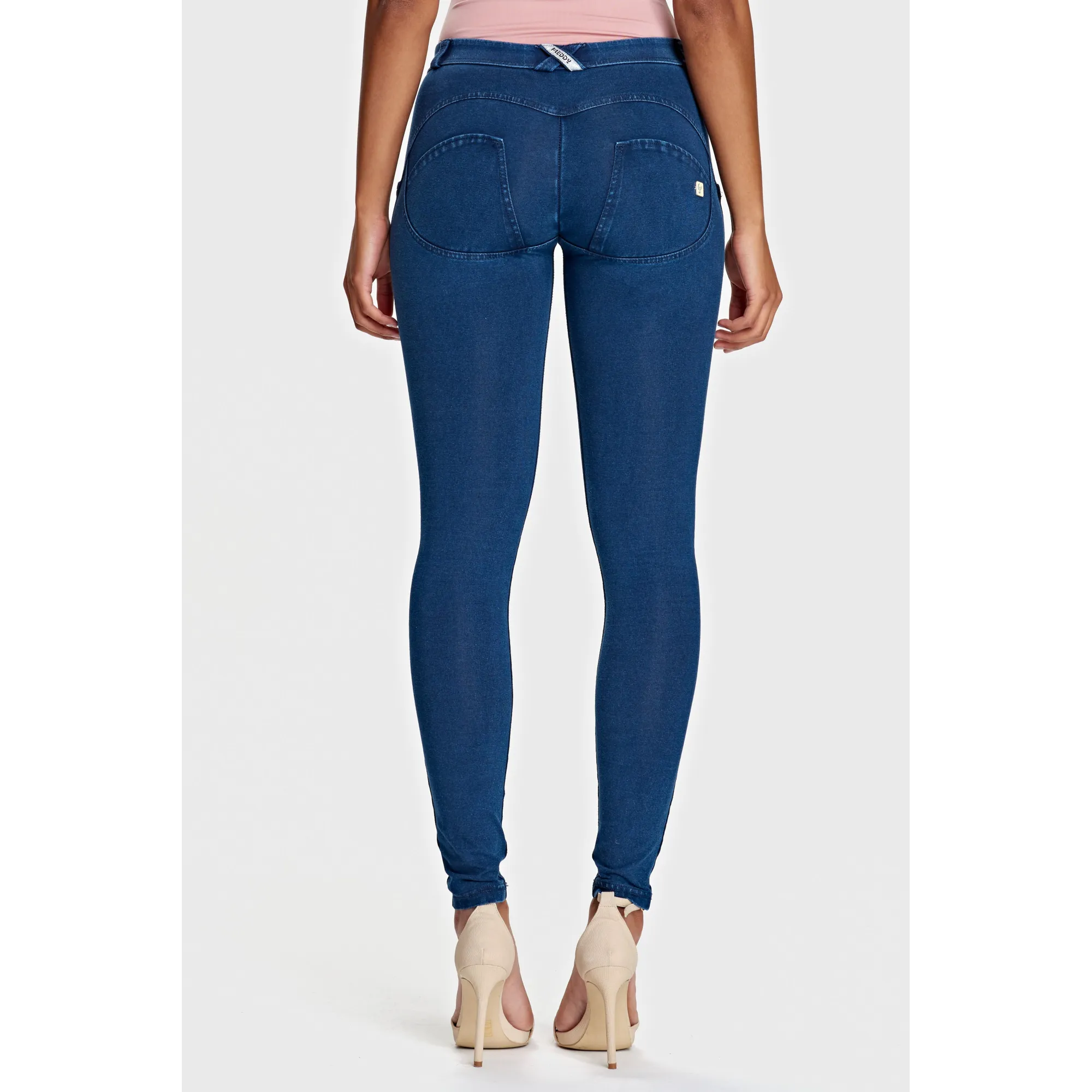 Freddy WR.UP® Damen Push-Up Jeans - Regular Waist Super Skinny - Indigoblau - Blaue Nähte