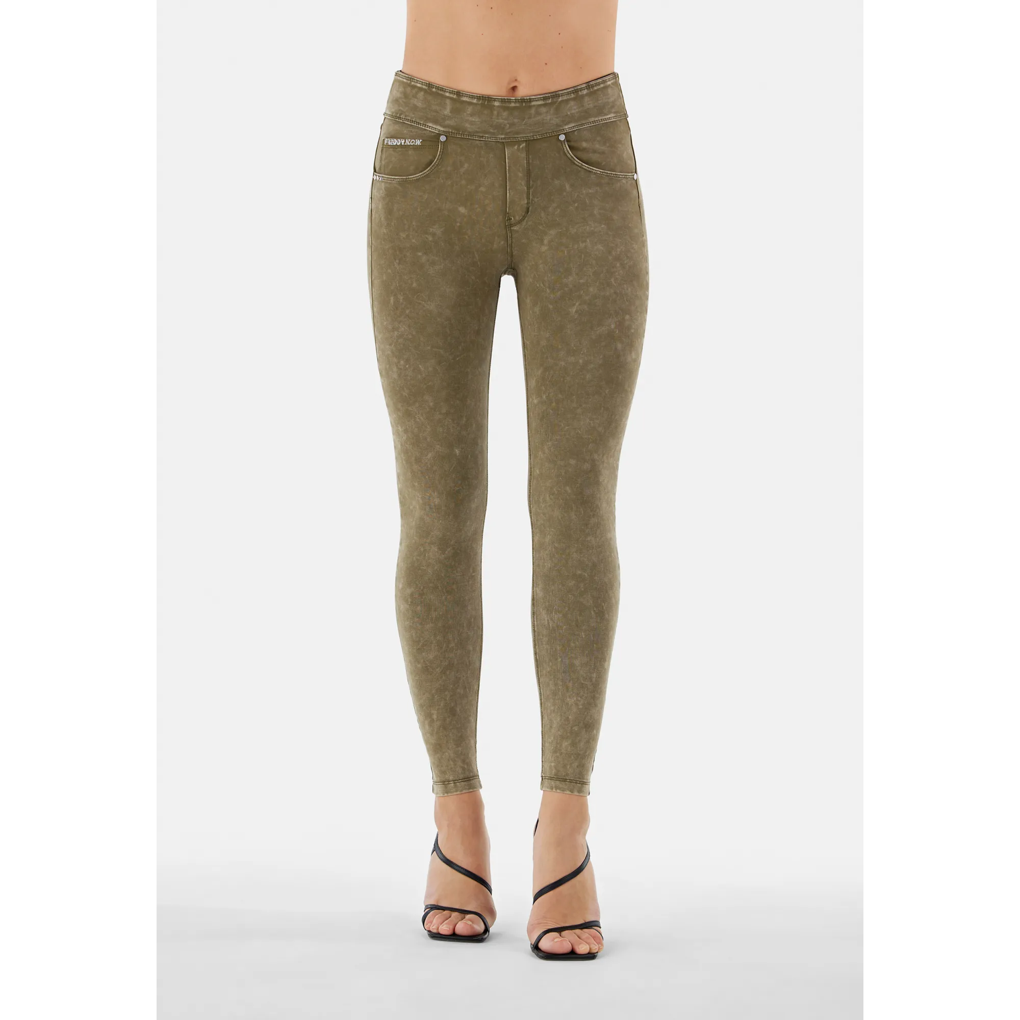 N.O.W.® Yoga - Skinny mit umschlagbarem Taillenbund - Garment Dyed - Dark Olive - V1340