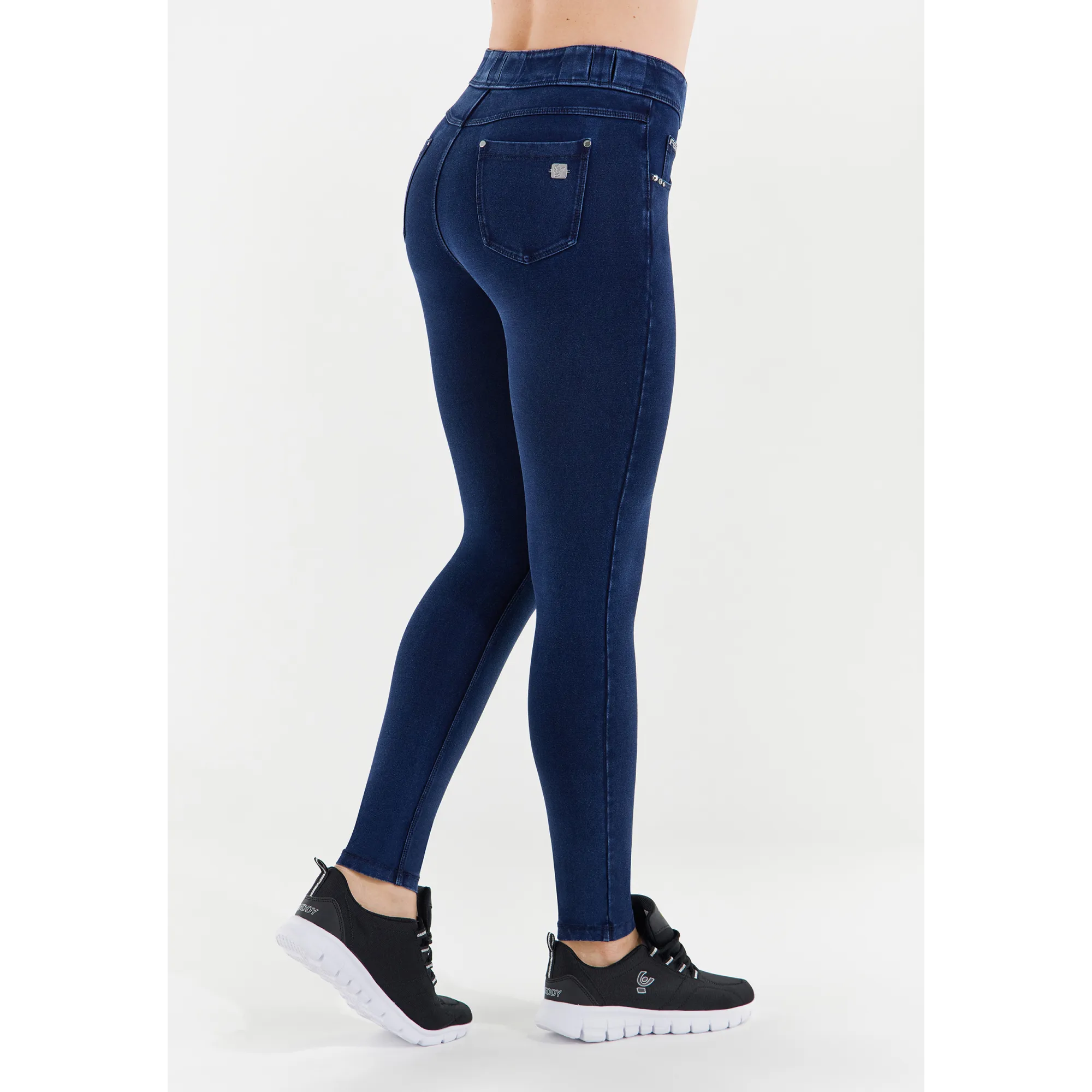 Freddy N.O.W.® Damen Comfort Jeans - Mid Waist Skinny - Indigoblau - Blaue Nähte