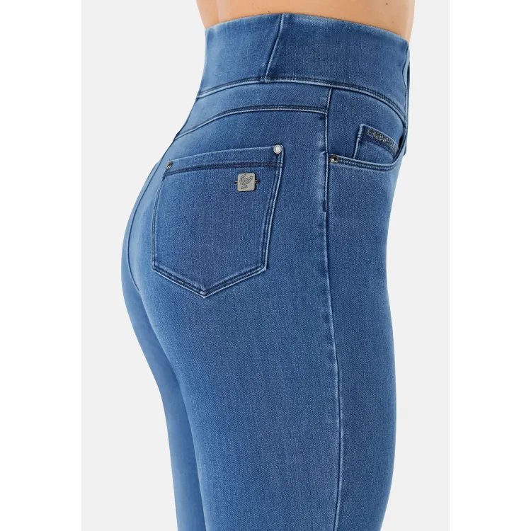 Freddy Fit Jeans - Buttoned Super High Waist Skinny - Clear Denim – Blue Seam - J4B