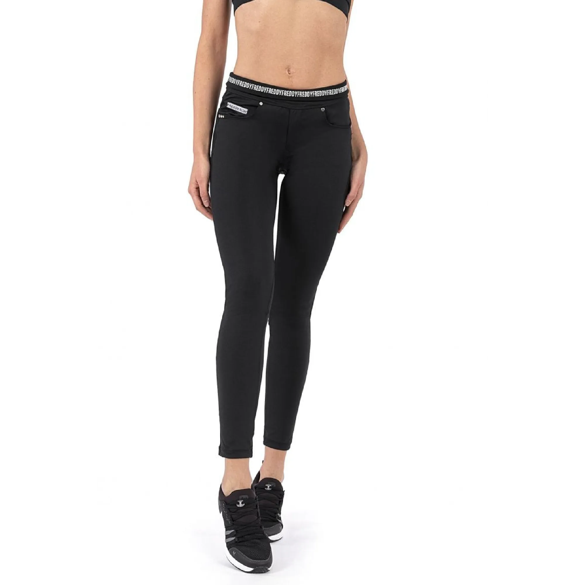 Freddy N.O.W.® Yoga Tech Damen Hose Waist Comfort Skinny-Schwarz Mid 