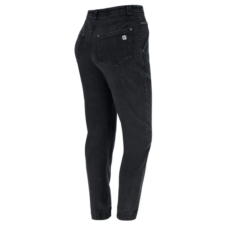 Freddy Fit Jeans - 7/8 High Waist Straight - Black Denim – Black Seam - J7N