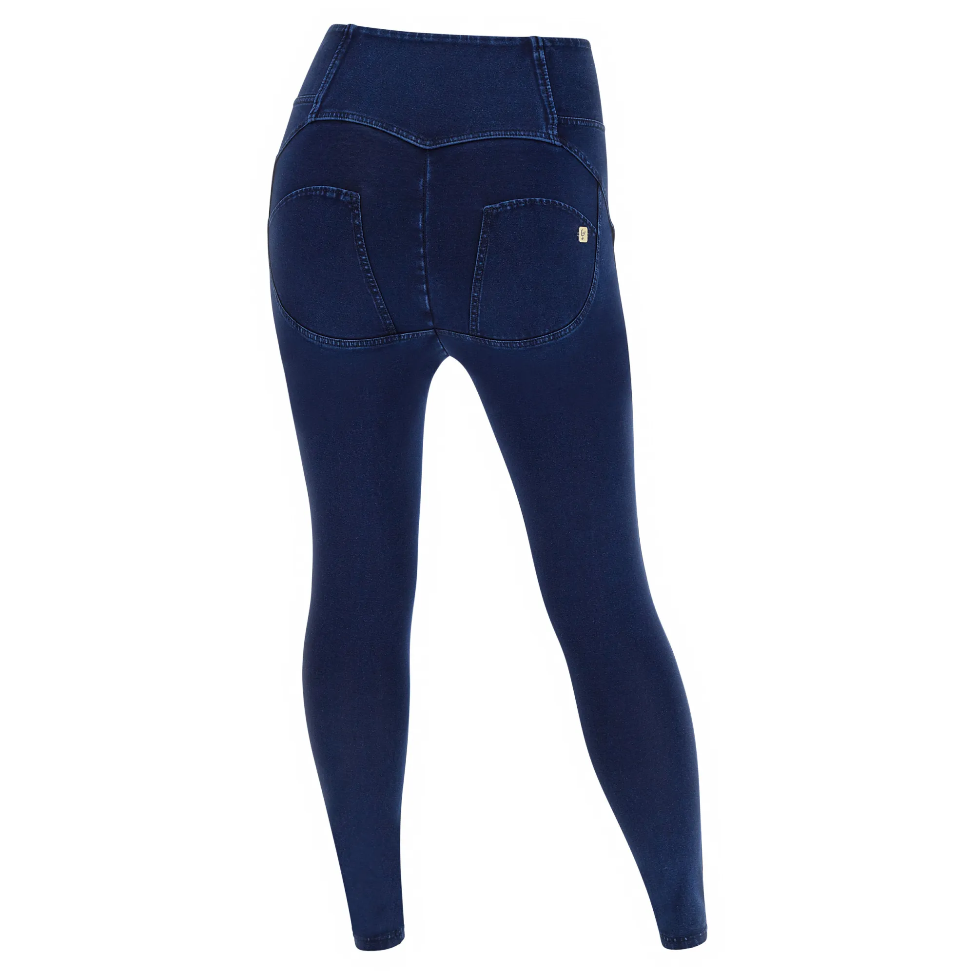 Freddy WR.UP® Curvy Damen Push-Up Jeans - Buttoned High Waist Super Skinny - Indigoblau - Blaue Nähte