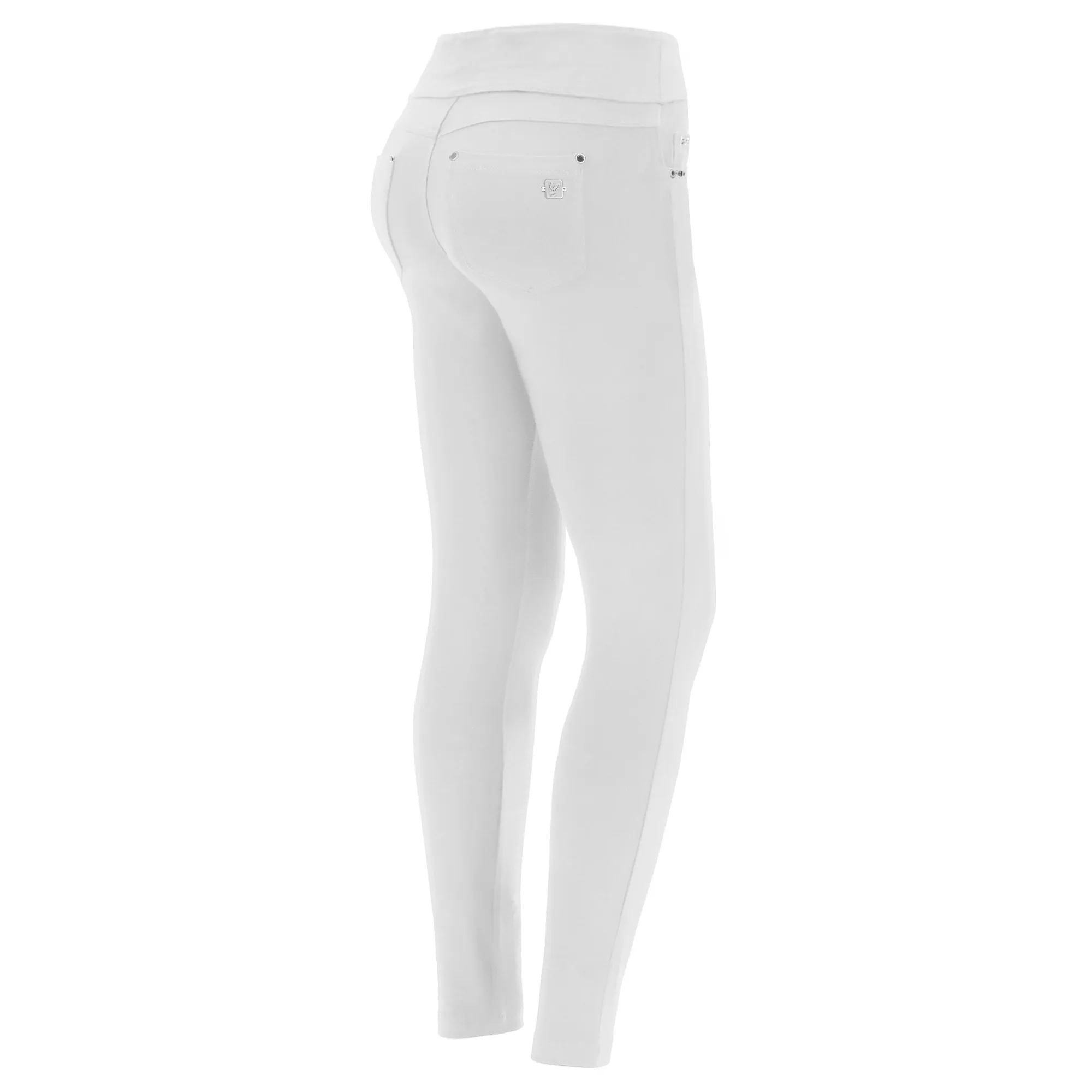 Freddy N.O.W.® Yoga Damen Comfort Hose - Mid Waist Skinny - umschlagbarer Taillenbund - Helles Beige - Z400