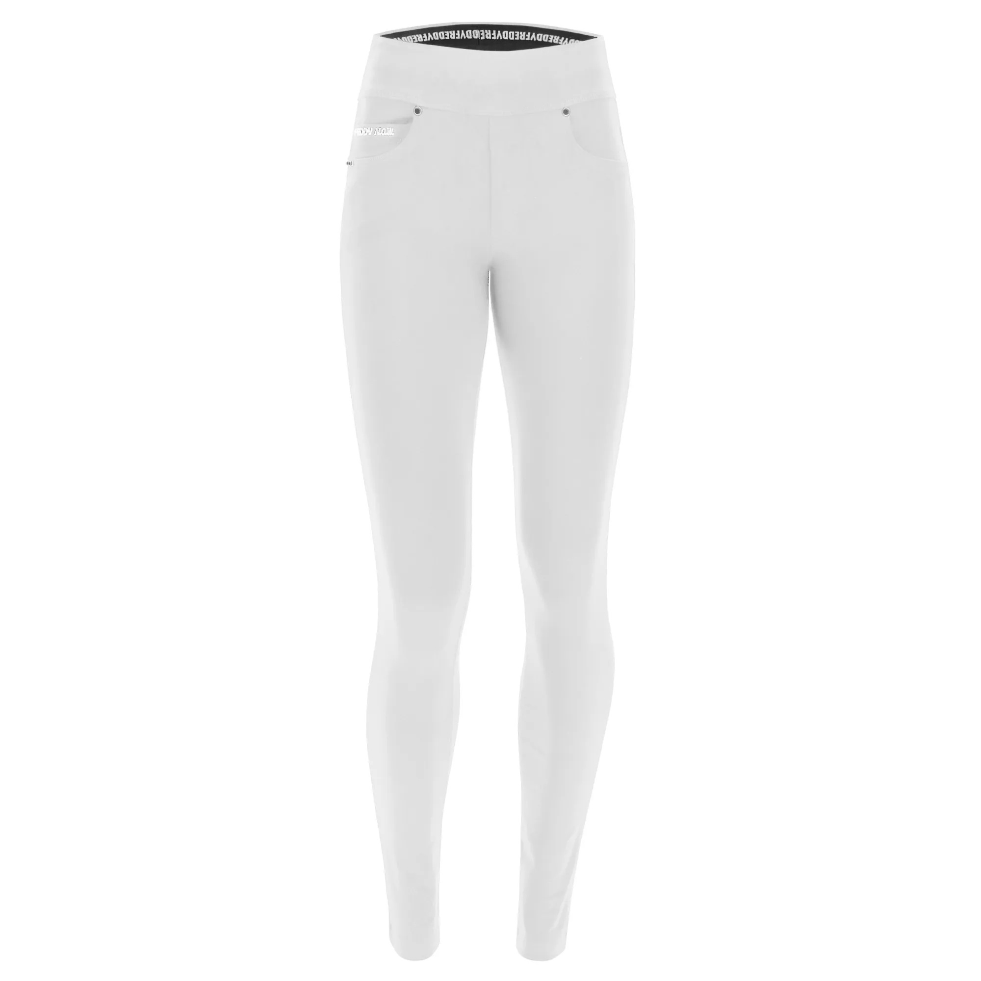 Freddy N.O.W.® Yoga Damen Comfort Hose - Mid Waist Skinny - umschlagbarer Taillenbund - Helles Beige - Z400
