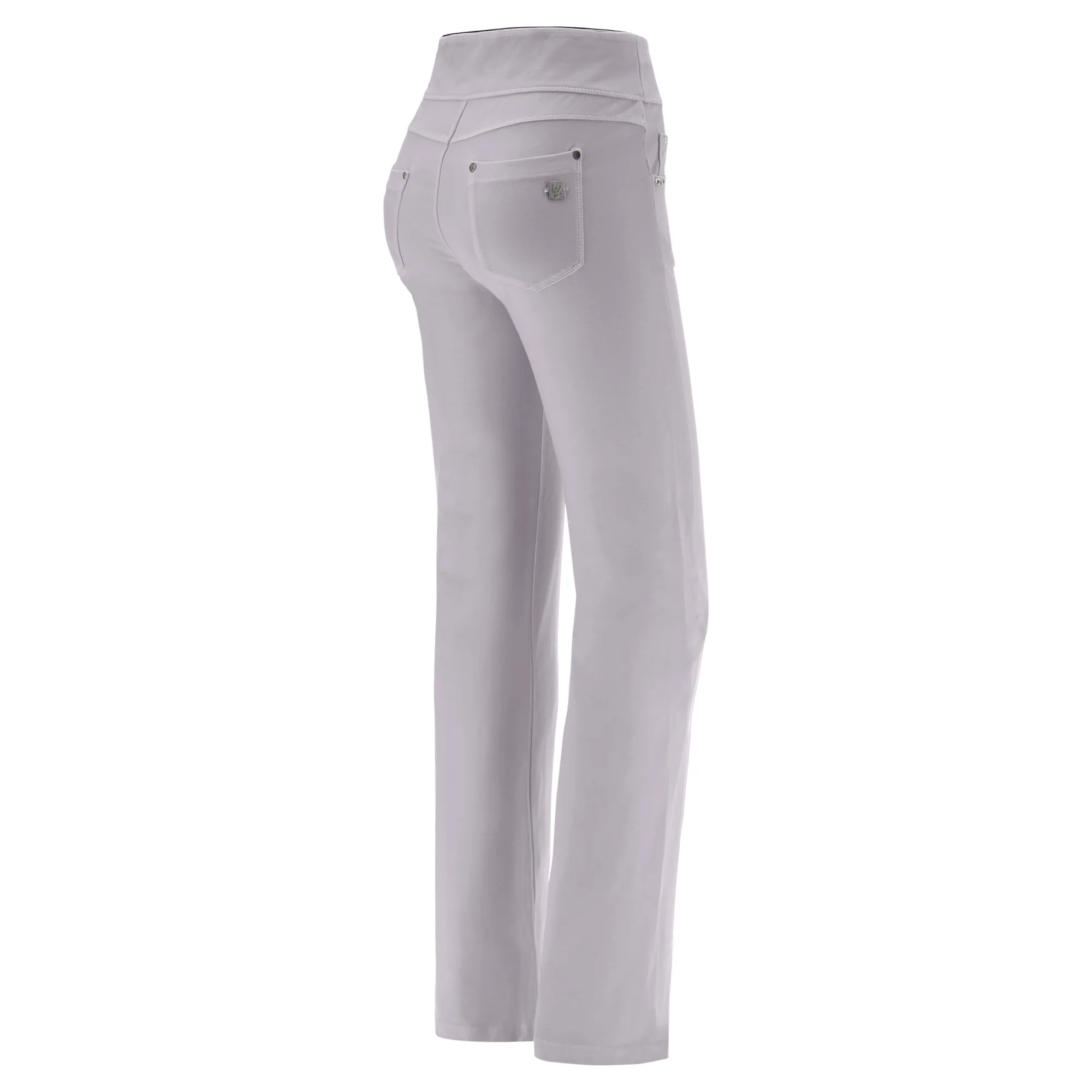 Freddy N.O.W.® Yoga Damen Comfort Hose - Mid Waist Straight - umschlagbarer Taillenbund - Garment Dyed - Grau - G121