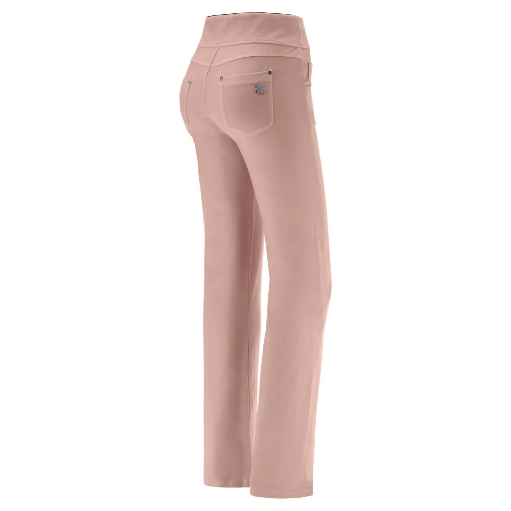 Freddy N.O.W.® Yoga Damen Comfort Hose - Mid Waist Straight - umschlagbarer Taillenbund - Garment Dyed - Braun - M103