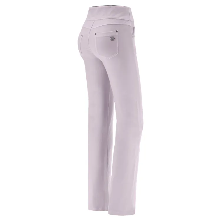 Freddy N.O.W.® Yoga Damen Comfort Hose - Mid Waist Straight - umschlagbarer Taillenbund - Garment Dyed - Dunkles Rosa - P730
