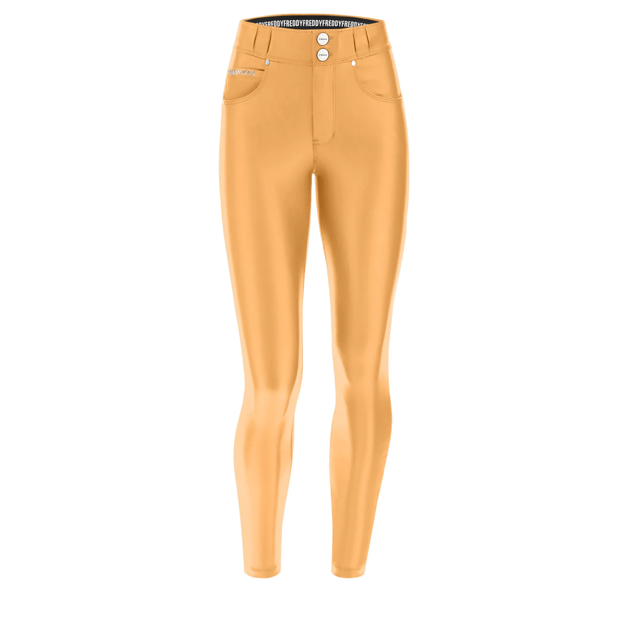 Freddy N.O.W.® Vegan Leather Damen Comfort Lederhose - 7/8 Mid Waist Super Skinny - Orange - A50