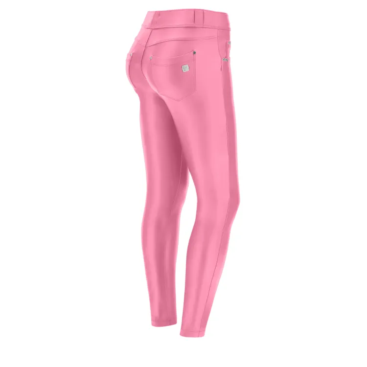 Freddy N.O.W.® Vegan Leather Damen Comfort Lederhose - 7/8 Mid Waist Super Skinny - Pink - P123