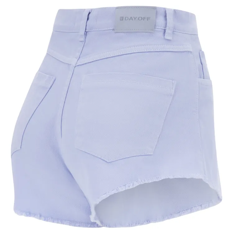 Freddy Day Off Damen Shorts - Fransiger Saum - Garment Dyed - Direct Dyed - Blau - C67X
