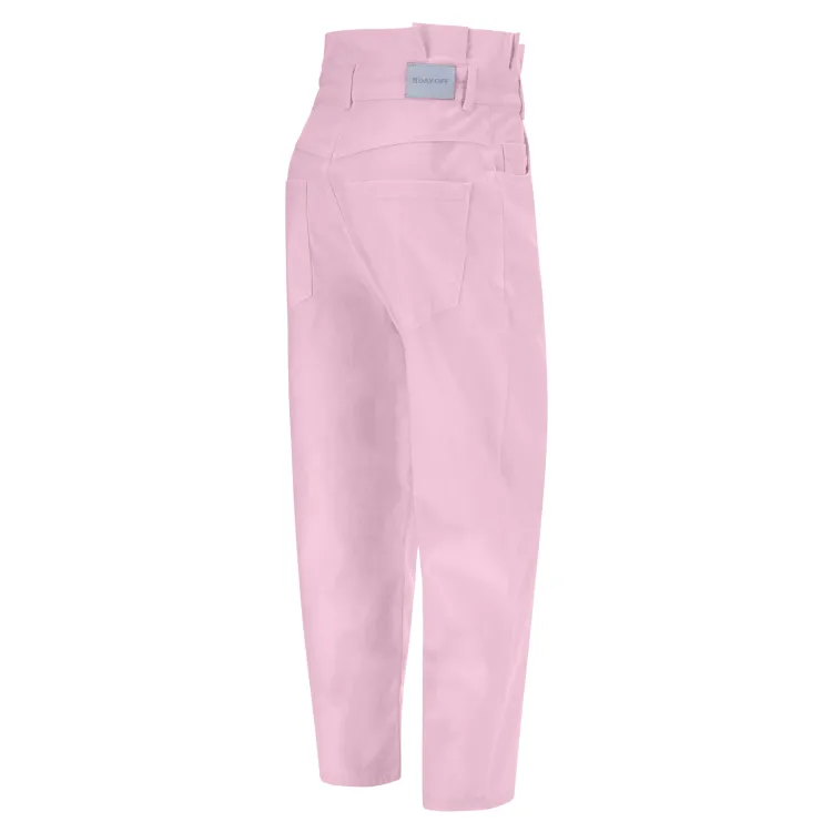 Freddy Day Off Damen Carrot Jeans - Geraffter Saum - Garment Dyed  - Direct Dyed - Pink - P89X