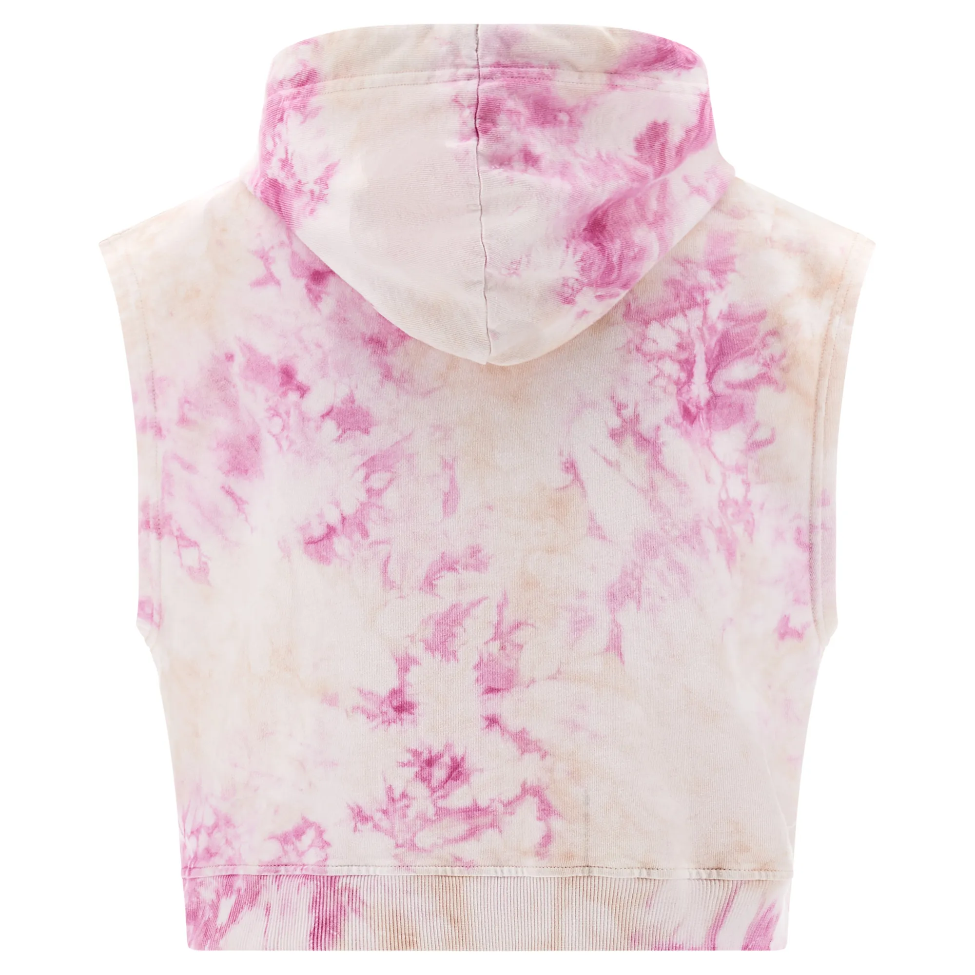 Freddy Damen Cropped Vest - Tie Dye Cotton Fleece - Tie Dye Fuchsia on Pink - MC180