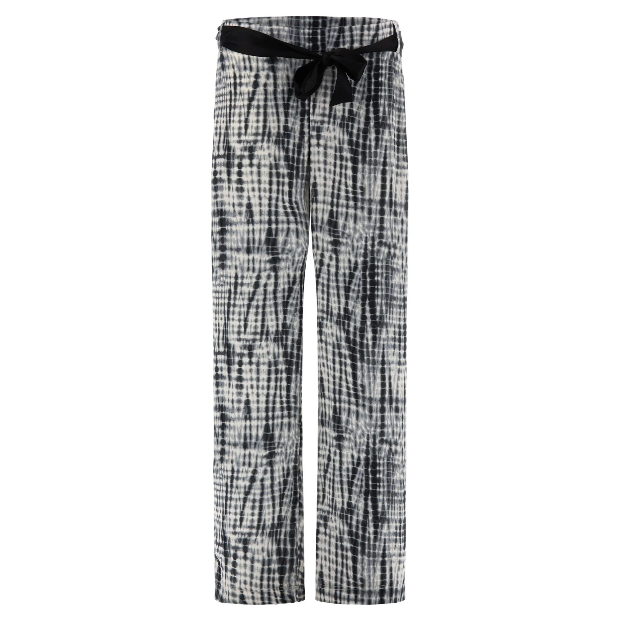 Freddy Damen Comfort Fit Pants - Wide Leg - Mit Gürtelband - Tie Dyed Schwarz - Weiß - MC5