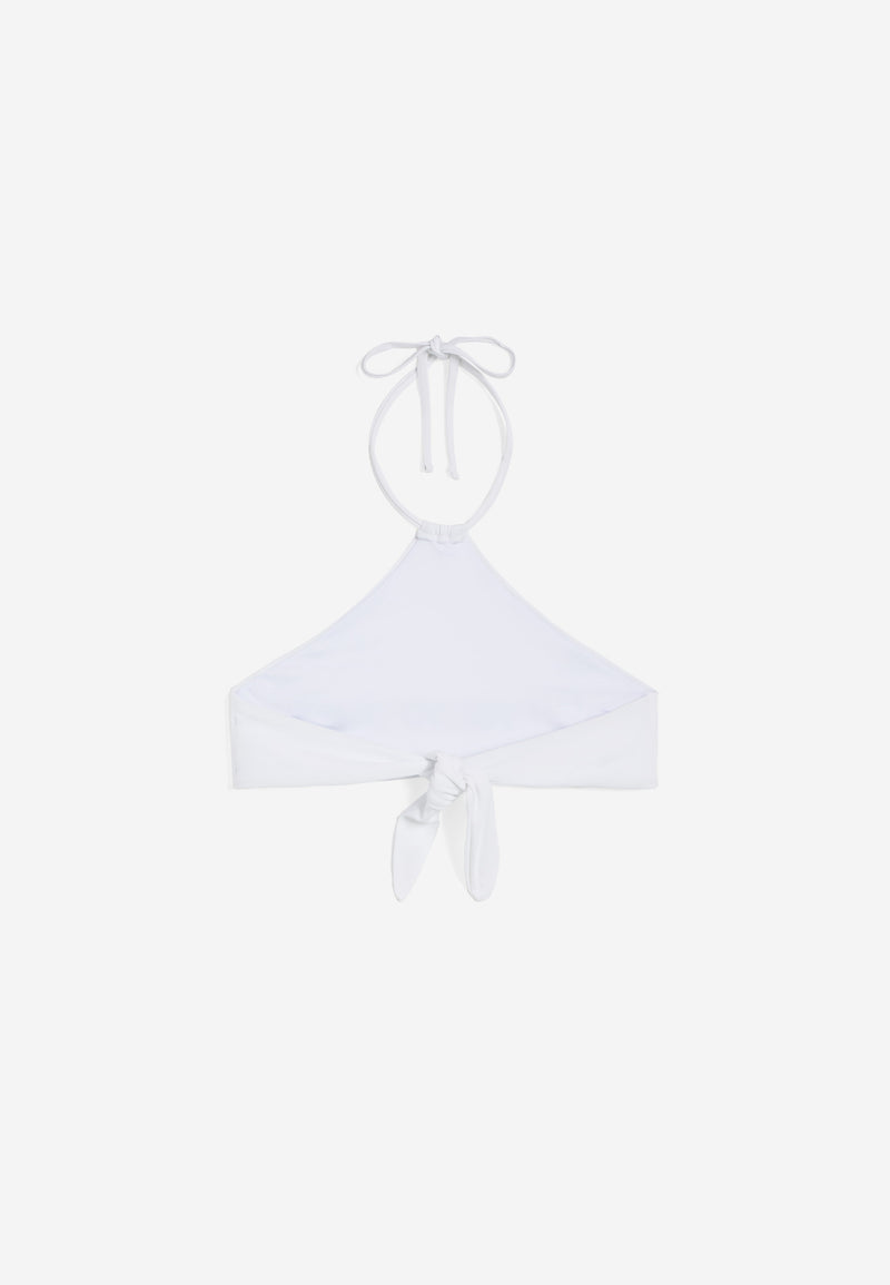 Bikini-Neckholder-Top mit strassbesetztem Freddy Logo - WHITE