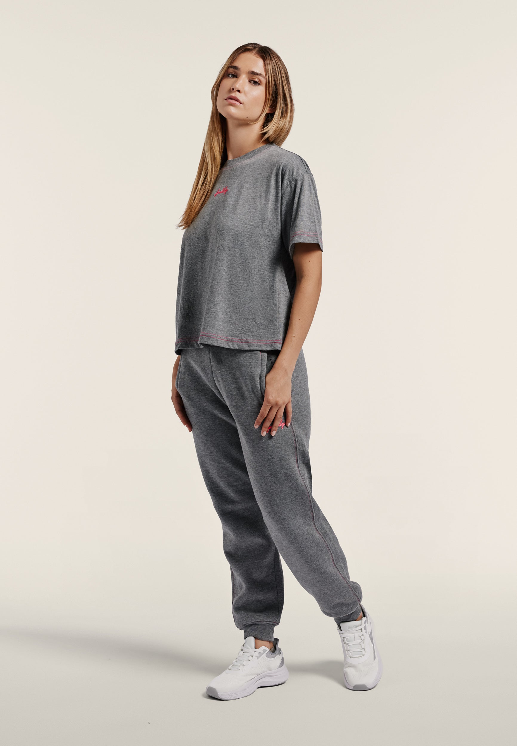 Regular melange trousers with cuffed bottom - Mélange Gray