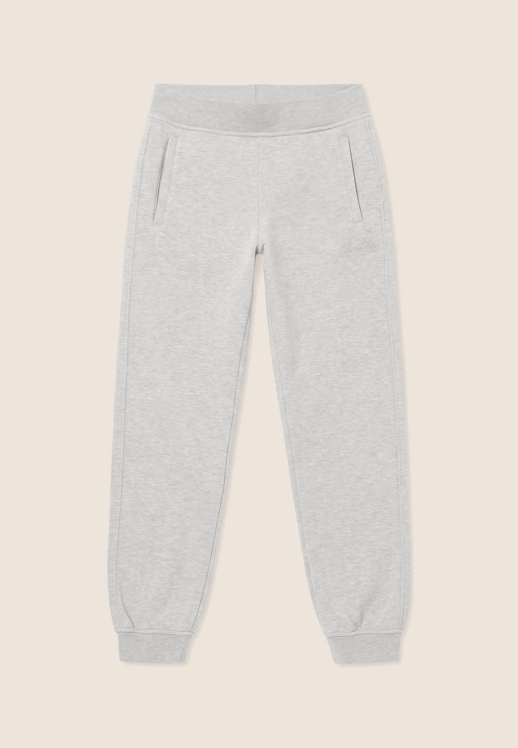 Regular melange trousers with cuffed bottom - White Melange