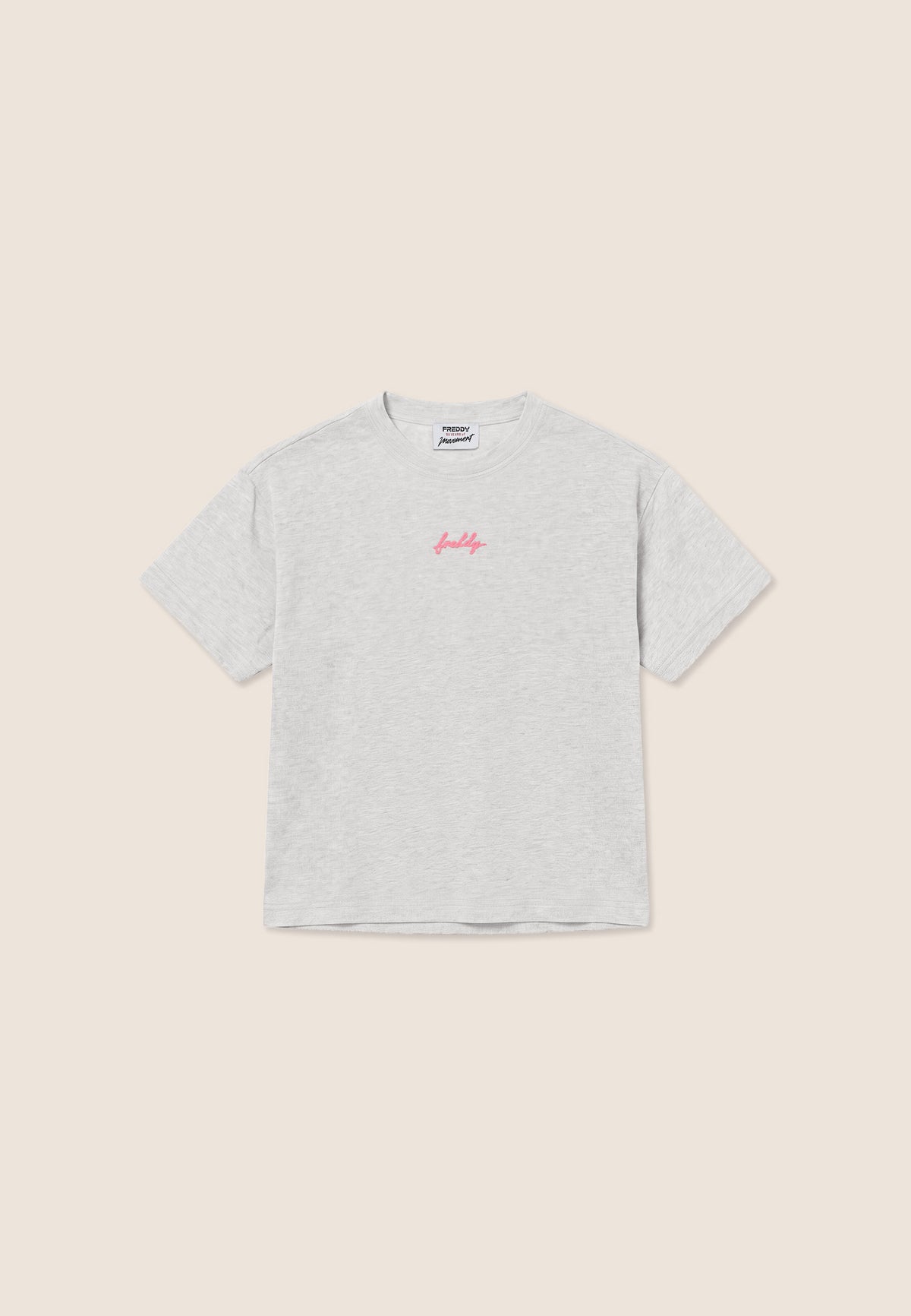 Comfort t-shirt in melange jersey with neon details - White Melange