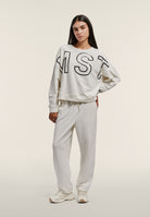 Oversized cropped sweatshirt with large print - Artic Wolf-Black