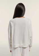 Oversized cropped sweatshirt with large print - Artic Wolf-Black