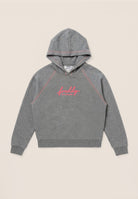 Comfort melange hoodie with neon embroidery - Mélange Gray