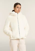 Synthetic fur hooded jacket with striped effect - Artic Wolf