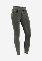 N.O.W. Yoga Mid Waist Skinny 7/8 Denim Jeans - Denim Light Grey - Black Seam