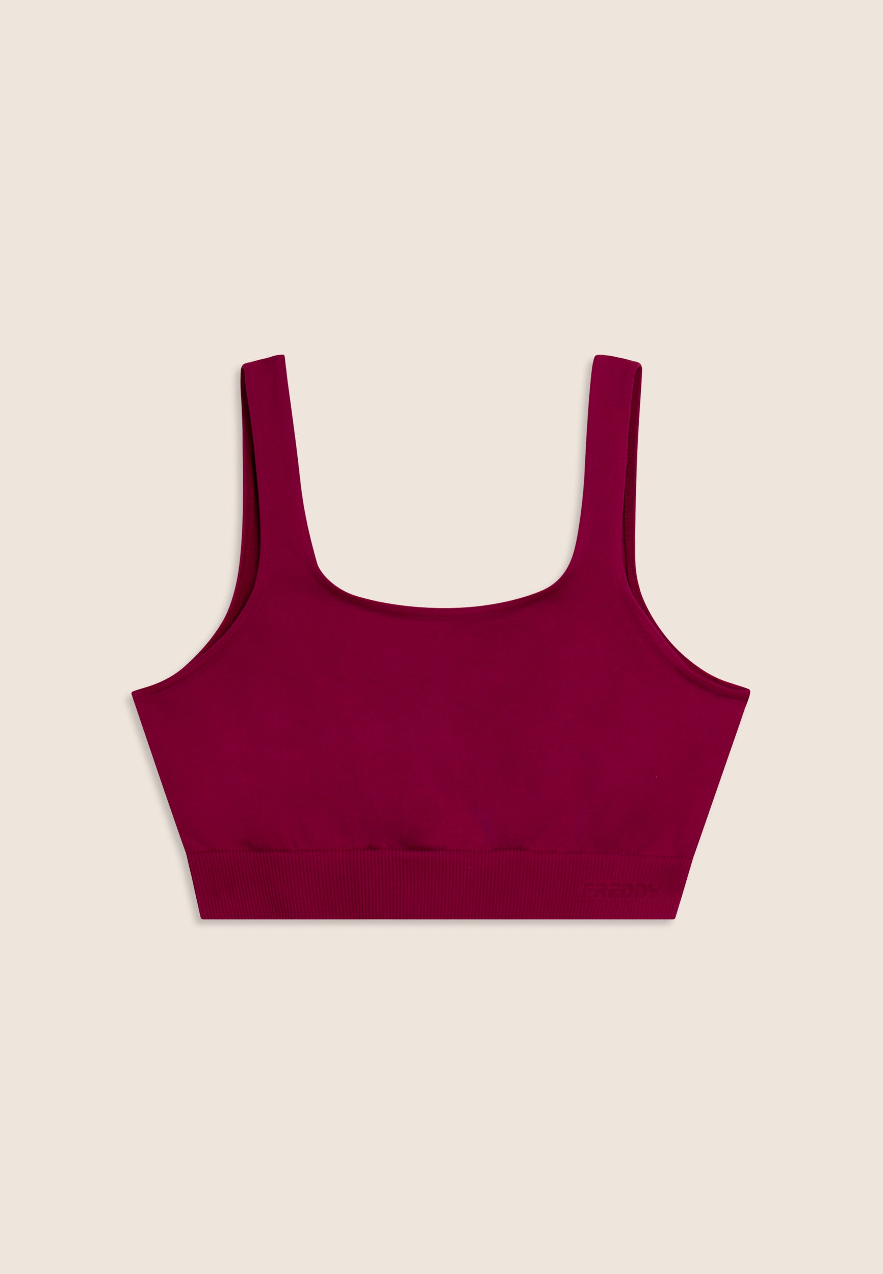 Seamless sporty top with ribbed band under the bust - Raspberry Radiance