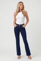 WR.UP Push-Up Regular Waist Flare Denim Jeans - Denim Dark Blue - Blue Seam